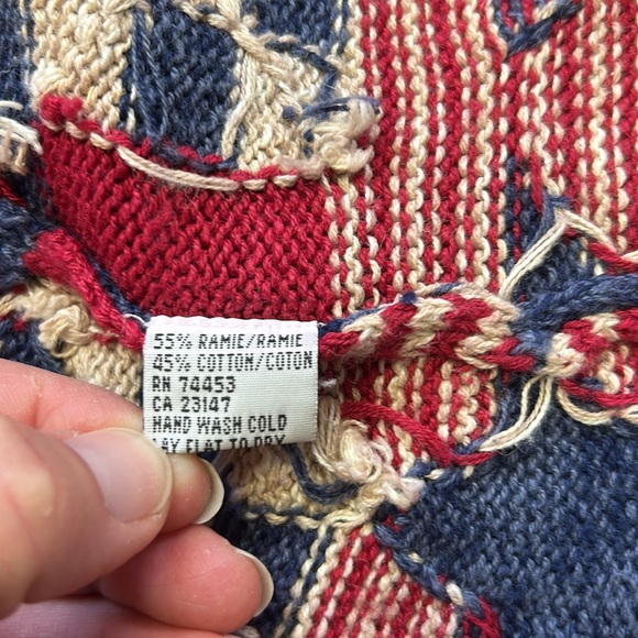 Vintage Talbots Patriotic American Flag Cardigan Embroidered Red White Blue L - Picture 10 of 11